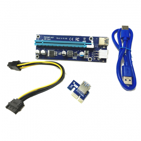 Alte accesorii calculatoare - Card Riser pentru mining PCIE x1-x16 006c cablu PCIE 6pin - SATA cablu USB3.0 60cm HOPE R