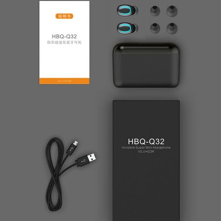 Casti Wireless HBQ-Q32, Bluetooth 5.0, muzica 3D Surround de inalta calitate, apeluri telefon, compatibile IOS Samsung iPhone Android Huawei Xiaomi, negru [6]