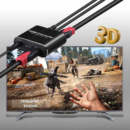 Convertor ARC HDMI la HDMI 4K Audio Splitter cu Optical Toslink SPDIF si 3.5mm Audio Stereo, negru, HOPE R [4]