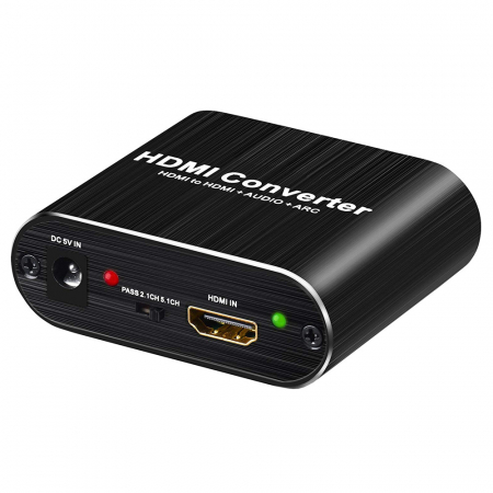 Convertoare si conectori audio - Convertor ARC HDMI la HDMI 4K Audio Splitter cu Optical Toslink SPDIF si 3.5mm Audio Stereo, negru, HOPE R