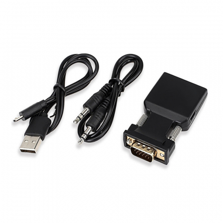 Accesorii IT - Convertor VGA tata la HDMI mama, cu cablu audio, 1080P, mufa aurie, HOPE R