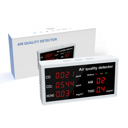 Detector calitate aer 5 in 1 HOPE R, CO, CO2, HCHO, TVOC, AQI cu acumulator incorporat [7]