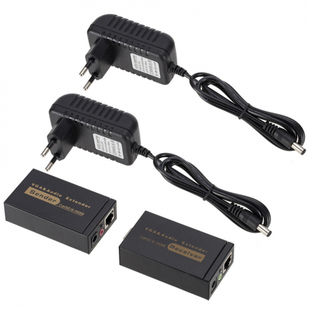 Extender semnal video VGA pana la 100m, cu transmitator si receiver RJ45 Ethernet Cat5/6, rezolutie 1080p, HOPE R [3]