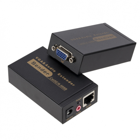 Extender semnal video VGA pana la 100m, cu transmitator si receiver RJ45 Ethernet Cat5/6, rezolutie 1080p, HOPE R [2]