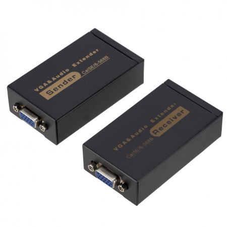 Extender semnal video VGA pana la 100m, cu transmitator si receiver RJ45 Ethernet Cat5/6, rezolutie 1080p, HOPE R [4]