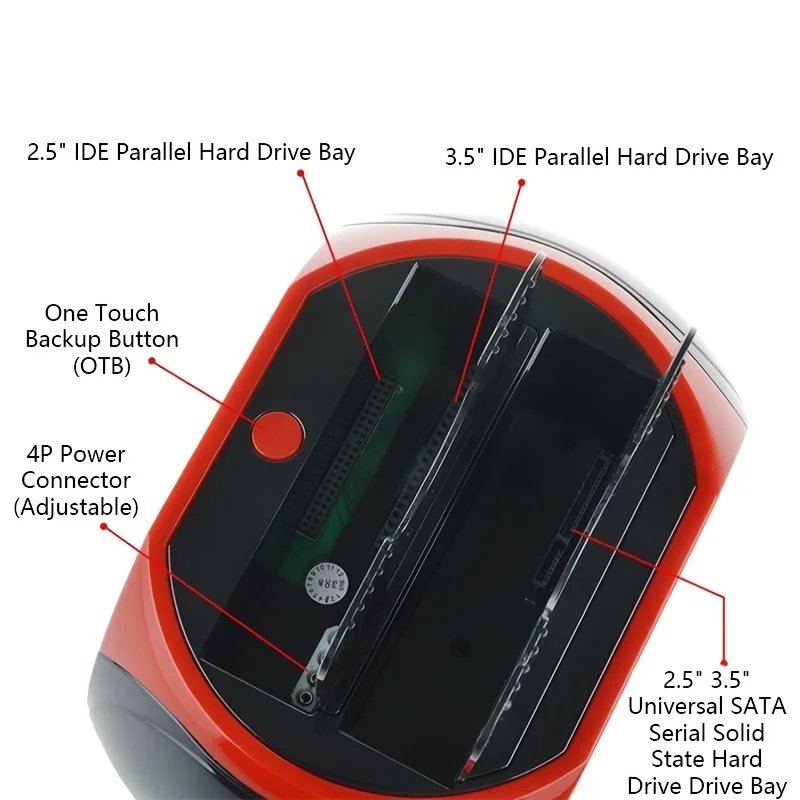 HDD Docking Station Dual Bay 2.5", 3.5" IDE, SATA la USB 2.0, HOPE R, cu functie de backup si clonare [2]