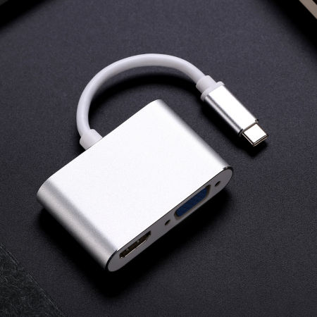 Hub 2 in 1 USB 3.1 type C la HDMI 4K, VGA pentru Samsung, Mackbook, argintiu [3]