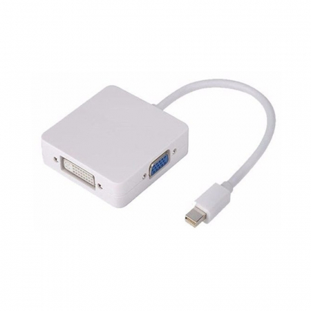 Hub-uri adaptoare video - Hub 3 in1 Mini DisplayPort, Thunderbolt la HDMI + VGA + DVI pentru laptop, TV, proiector, HOPE R