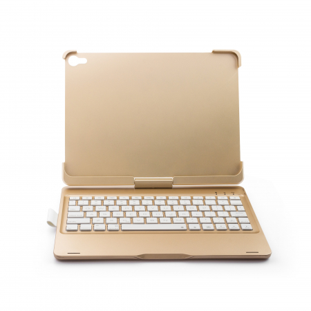 Tastaturi si huse tablete - Husa carcasa aurie cu tastatura Bluetooth Wireless pentru iPad Air, iPad Air 2, iPad Pro 9.7, iPad 9.7 2017, 2018