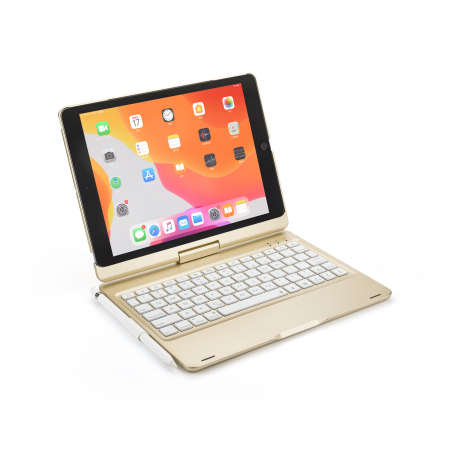 Husa carcasa aurie cu tastatura LED rotativa Bluetooth Wireless pentru iPad Pro 10.5, Air 3 2019 10.5 inch, iPad 10.2 inch [4]