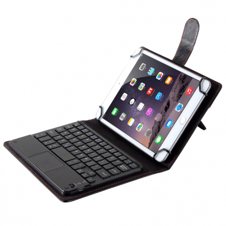 Tastaturi si huse tablete - Husa universala cu tastatura detasabila bluetooth si touchpad pentru tablete 7 - 8 inch Android, Windows, negru