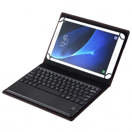 Tastaturi si huse tablete - Husa universala cu tastatura detasabila bluetooth si touchpad pentru tablete 9 - 10.5 inch Android, Windows, negru