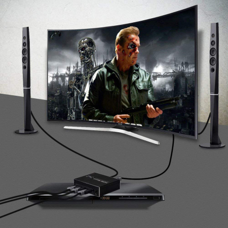 Matrix switch splitter 3 x 2 ARC HDMI 4K 3.5mm SPDIF cu 3.5mm L/R Audio extractor si telecomanda IR, HOPE R [5]