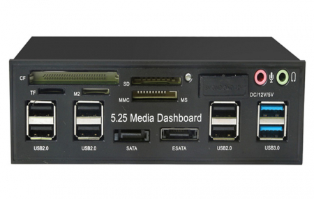 Alte accesorii calculatoare - Media front panel 5.2", suporta carduri M2/TF/SD/MMC/MS/CF, 8x USB, HOPE R