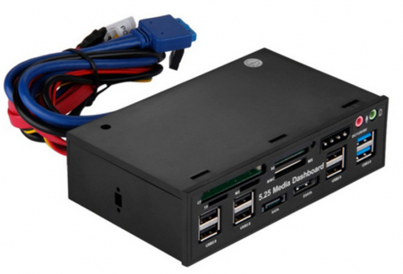 Media front panel 5.2", suporta carduri M2/TF/SD/MMC/MS/CF, 8x USB, HOPE R [2]