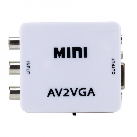Convertoare si adaptoare video - Mini convertor AV(RCA) la VGA, 1080p, video si audio stereo, HOPE R