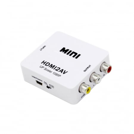 Convertoare si adaptoare video - Mini convertor HDMI la AV(RCA) Full HD 1080p video si audio stereo, HOPE R