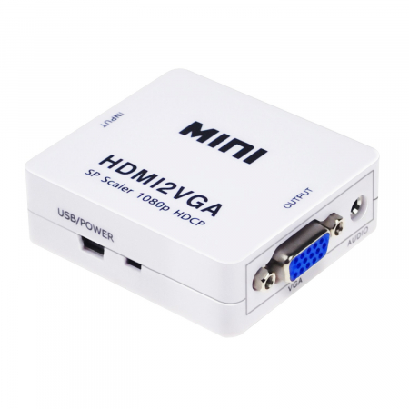 Convertoare si adaptoare video - Mini convertor HDMI la VGA, 1080p, video si audio stereo, HOPE R