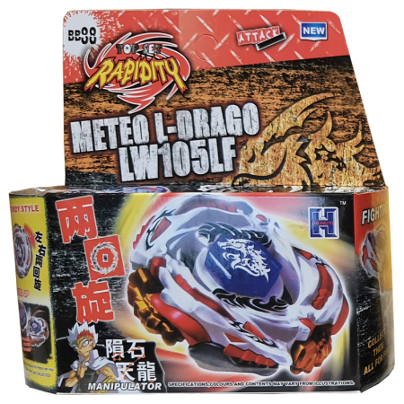 Pachet titirezi 4D ATTACK-S 4 buc + 2 lansatoare (1 cu sfoara) + 2 varfuri metalice: BB88 Meteo L-Drago, BB120 Diablo Nemensis, BB28 Rock SPegasis, BB116A Jade Jupiter [8]