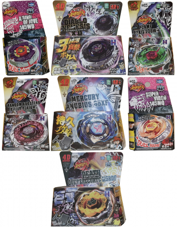 Pachet titirezi 4D BALANCE 7 buc. + 3 lansatoare + 2 varfuri metalice: BB122 Diablo Nemesis, Mercury Anubius Limited, BB119 Death Quetzalcoatl, BB47 A Bird of Jove, BB100 Random Booster6 Killer Reafow [1]