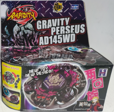 Pachet titirezi 4D DEFENSE-S 4 buc. + 2 lansatoare (1 cu sfoara) + 2 varfuri metalice: BB80 Gravity Perseus, BB106 Fang Leone, BP01 Vulcan Horuseus, BB104 Basalt Horogium [8]