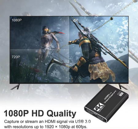 Placa pentru captura video HOPE R, intrare HDMI 4K@60Hz, iesiri HDMI si USB3.0, 1920P 60FPS, iesirea in bucla, inregistrare gaming, predare, conferinta [6]