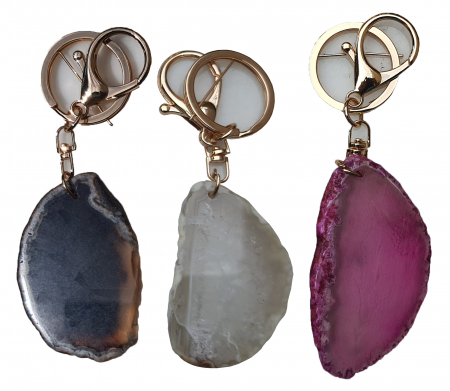 Set 3 brelocuri cu cristal natural de agat, la alegere, personalizate pentru zodii, culori, chakre [3]