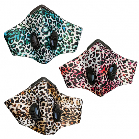 Set 3 masti HOPE R leopard, cu supape si filtru carbon activ antipoluare, reutilizabile, pentru alergat, bicicleta, trotineta [0]