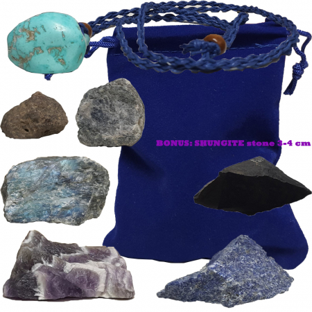 Set 6 cristale naturale vindecatoare, protectoare, pentru zodia Sagetator: Ametist, Labradorit, Lapis Lazuli, Turcoaz, Safir, Rubin [0]