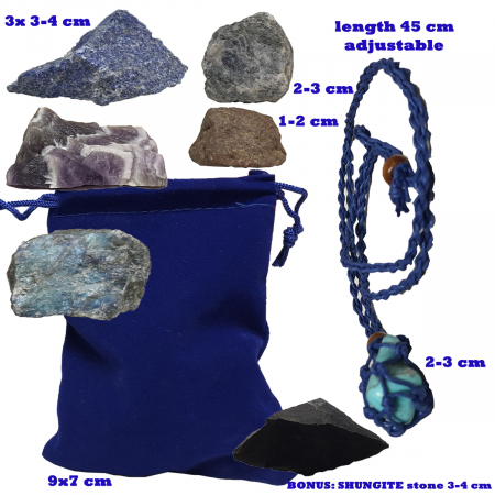 Set 6 cristale naturale vindecatoare, protectoare, pentru zodia Sagetator: Ametist, Labradorit, Lapis Lazuli, Turcoaz, Safir, Rubin [1]