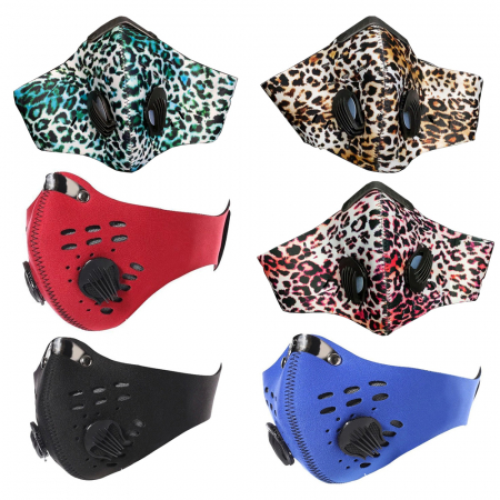 Set 6 masti HOPE R, cu supape si filtru carbon activ antipoluare, Family, reutilizabile, pentru alergat, bicicleta, trotineta