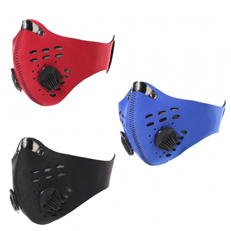 Set 3 masti HOPE R, cu supape si filtru carbon activ antipoluare, Family, reutilizabile, pentru alergat, bicicleta, trotineta