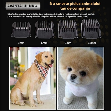 Set de ingrijire animale de companie, cu masina profesionala de tuns, foarfeca, pieptan, clips unghii si lama de pilit [5]