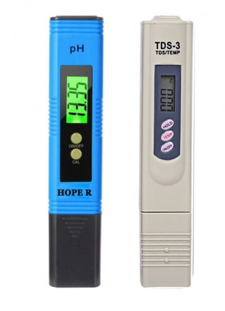 Aparate si instrumente de masura - Set testere digitale 3 in 1, PH metru cu corectie automata si TDS-3 pentru controlul puritatii si temperaturii apei, LCD