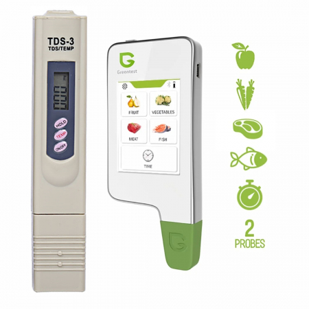 Aparate si instrumente de masura - Set testere digitale Greentest 2F, masurare nitrati din fructe, legume, carne, peste si TDS3, masurarea puritatii apei