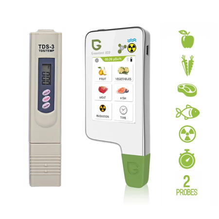 PH metre si TDS - Set testere digitale Greentest Eco 4F, masurare nitrati din fructe, legume, carne, peste, radiatii si TDS3, masurarea puritatii apei