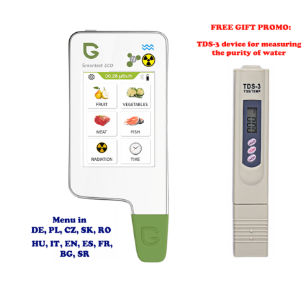 Set testere digitale Greentest Eco 4F, masurare nitrati din fructe, legume, carne, peste, radiatii si TDS3, masurarea puritatii apei [1]