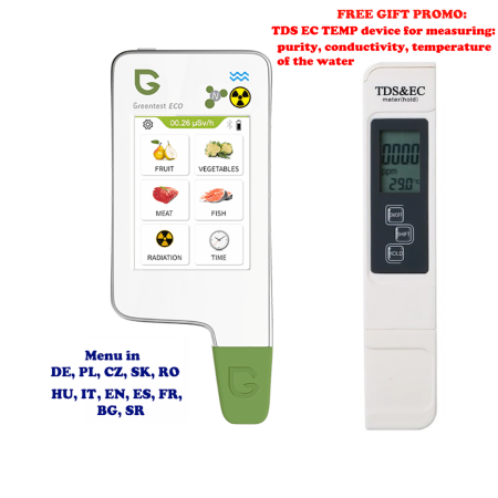 Set testere digitale Greentest Eco 4F, masurare nitrati din fructe, legume, carne, peste, radiatii si TDSEC, masurarea puritatii, conductivitatii si temperaturii apei [1]