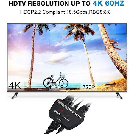 Switch HDMI 2.0, 1 intrare si 2 iesiri, suporta UHD 4Kx2K@60Hz, Audio Extractor SPDIF + R/L, negru, HOPE R [4]