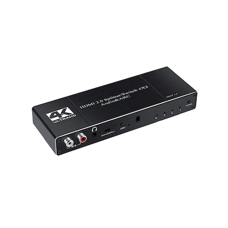 Hub-uri, Splittere, Switch-uri - Switch HDMI 2.0, 4 intrari si 2 iesiri, HDCP 1.4, 4K@60Hz, 6Gbps, ARC, extractor audio R/L, 3.5mm jack, SPDIF, coaxial