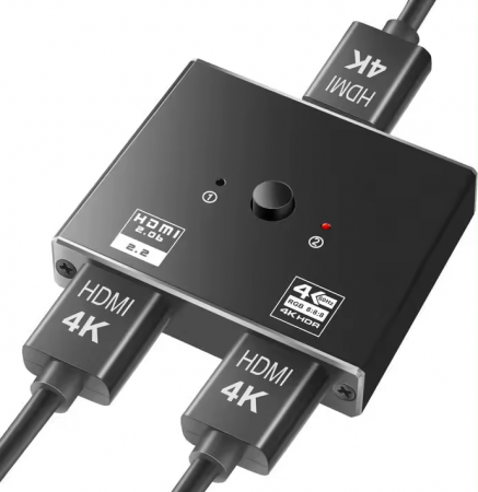 Switch-uri video HDMI - Switch HDMI 4K@60Hz, HOPE R bidirectional, HDMI2.0b, HDCP2.2, 1 x 2 splitter, 2 x 1 switch, negru