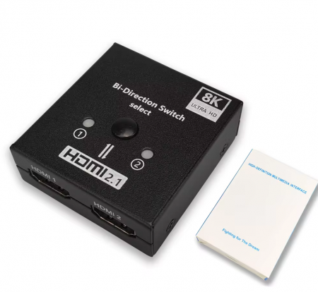 Switch-uri video HDMI - Switch HDMI 8k@60Hz HOPE R bidirectional, HDMI2.1, HDCP2.3, 1 x 2 splitter, 2 x 1 switch, negru