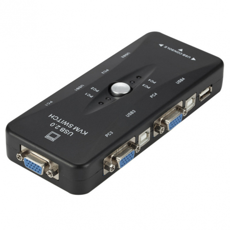 Switch KVM 41UA HOPE R, 4 porturi, USB 2.0 A + USB 2.0 B + VGA [1]