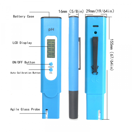 Tester PH metru digital cu corectie automata, cu ATC, praf de calibrare, cutie [1]
