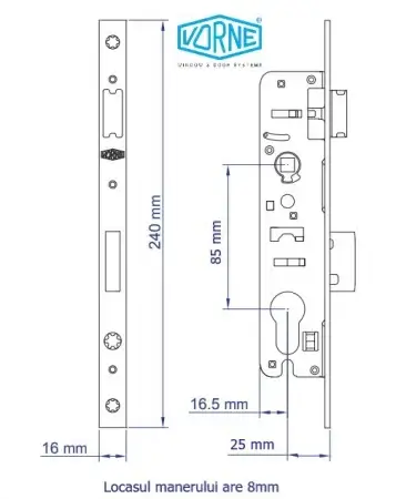 Broasca simpla usa PVC 25 x 85 mm Vorne [2]