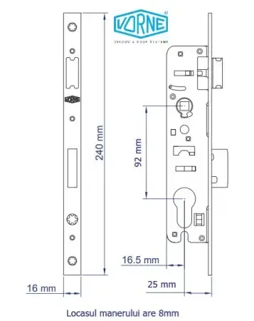 Broasca simpla usa PVC 25 x 92 mm Vorne [2]