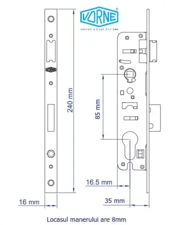 Broasca simpla usa PVC 35 x 85 mm Vorne [2]