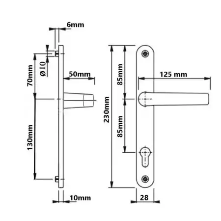 Maner usa pvc Safir Alb 28 mm x 85 mm [2]