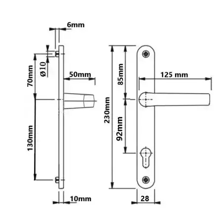 Maner usa pvc Safir Alb 28 mm x 92 mm [2]