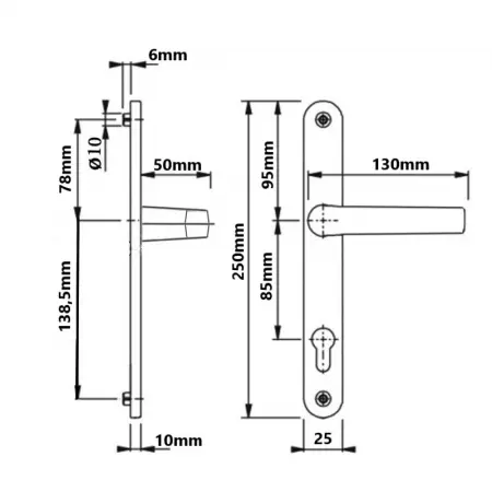 Maner usa pvc Stublina Alb 25 mm x 85 mm [2]